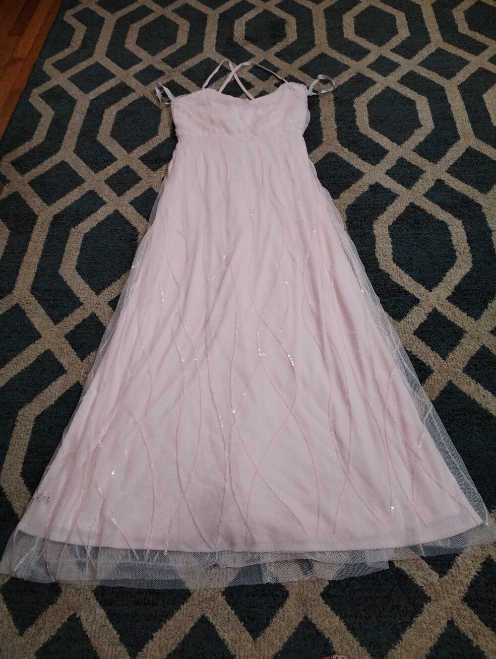 BILL LEVKOFF Shell Pink Sequin Mesh Bridesmaid size 10